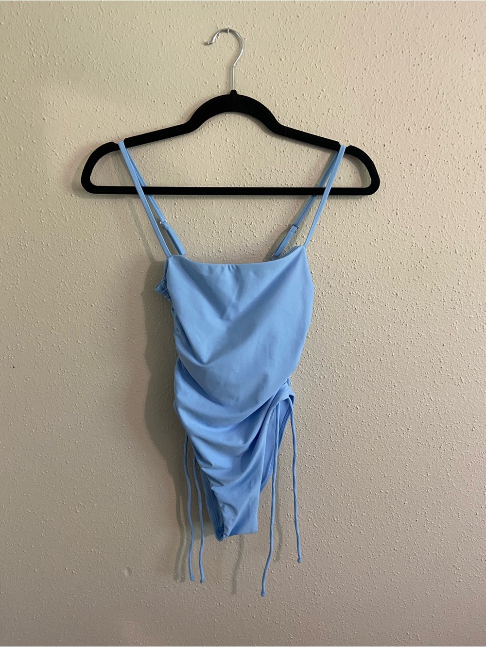 Light Blue Ruched One Piece Bikini - Women